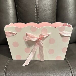 Pink Polka Dot Decorative Wood Container